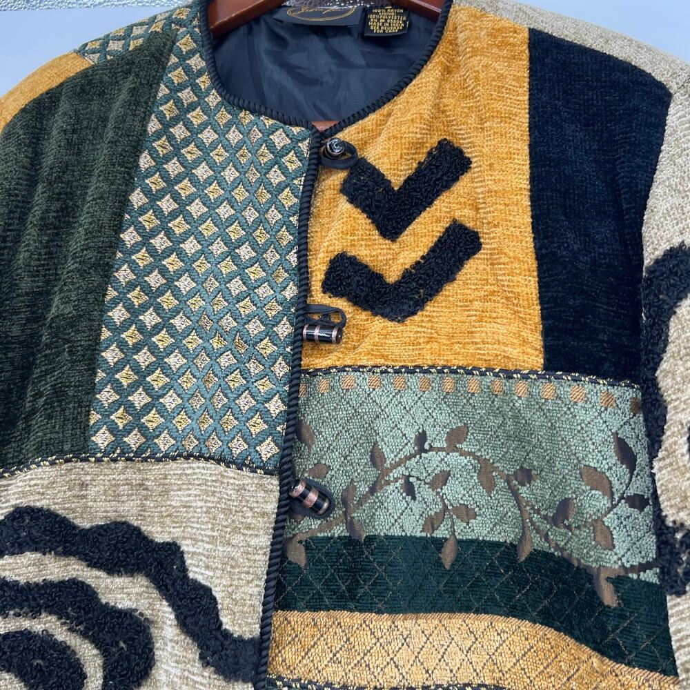 VINTAGE 90's Jacket Wearable Art Size Small Art To Wear Tapestry Lined kitschy - Picture 8 of 10